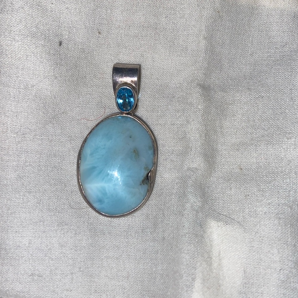 Larimar Turquoise Crystal Semi Precious Stone Pendant